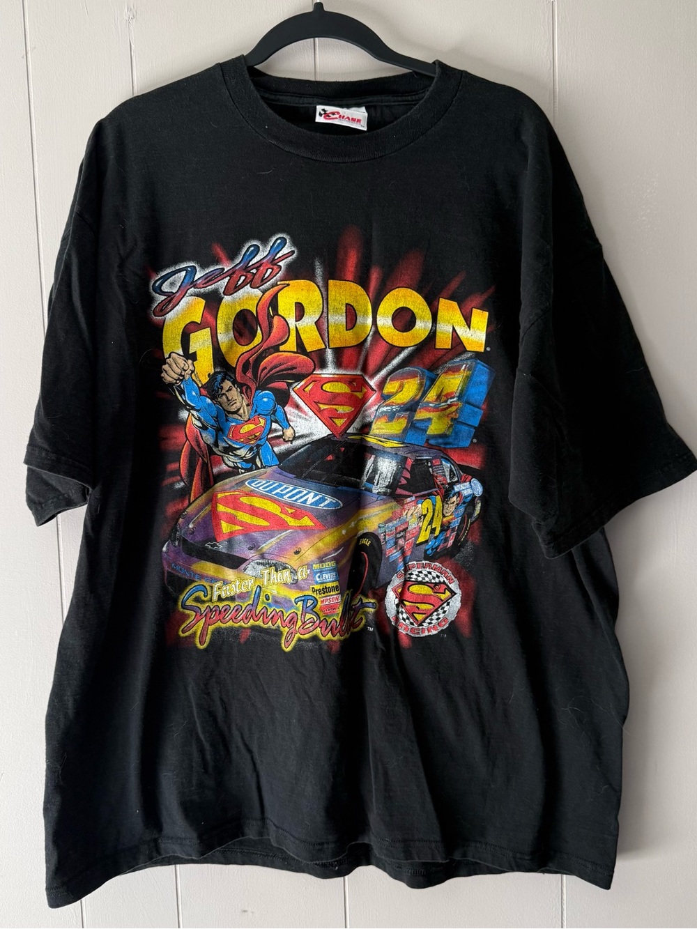 Vintage 1999 Jeff Gordon Superman NASCAR Racing T-Shirt XL Chase